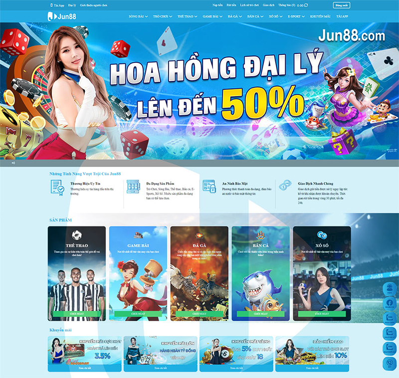 Giao diện tuyệt đỉnh của casino Jun88